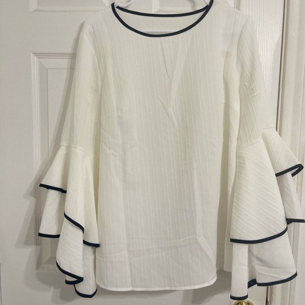 Elegant White Ruffle Sleeve Top